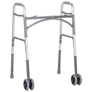 Drive Bariatric Aluminum Two Button Folding Walker with Wheels