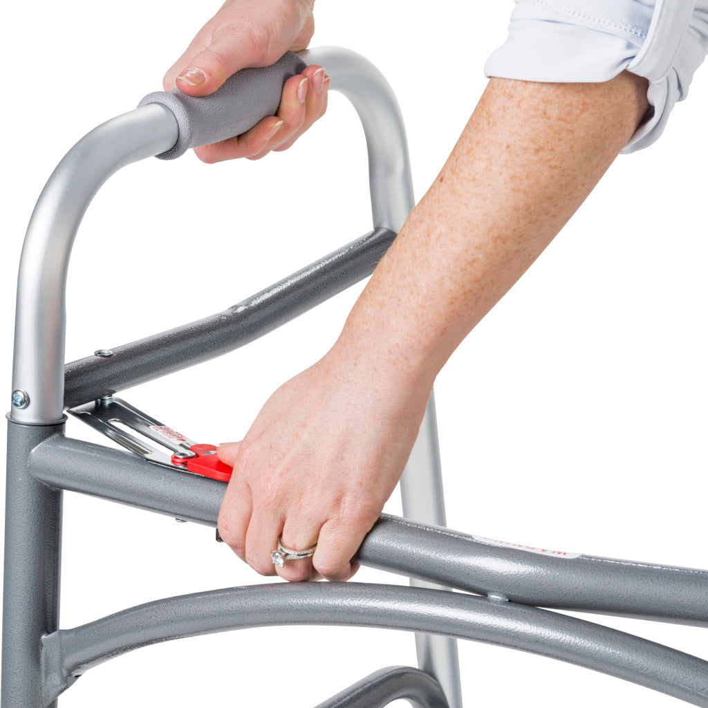 Drive Bariatric Aluminum Two Button Folding Walker with Wheels