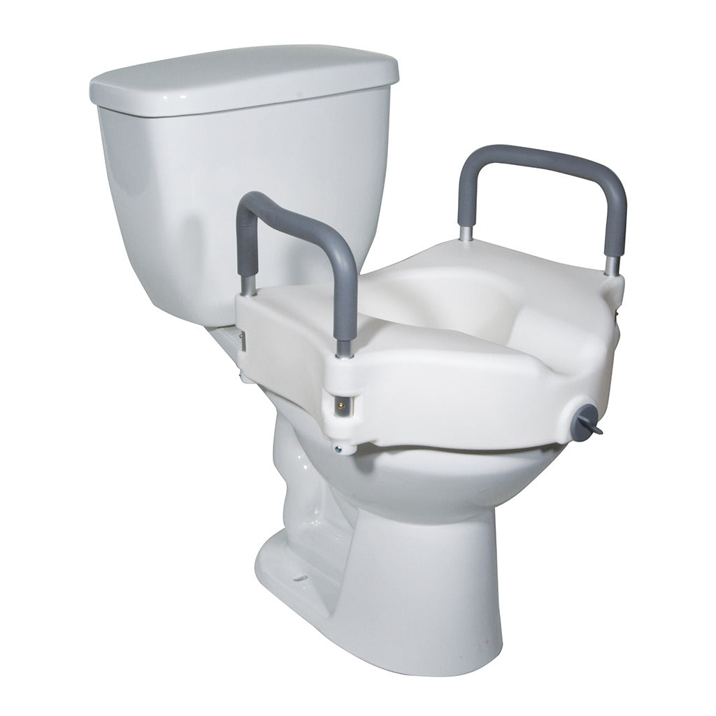 Raised Toilet Seat with Tool-Free Removable Arms
