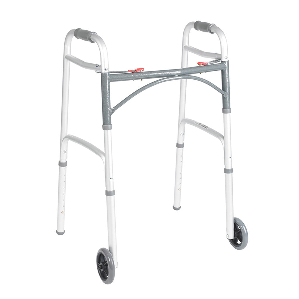 Drive Deluxe Folding Walker, Two Button with 5" Wheels