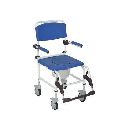 Drive Aluminum Rehab Shower Commode Chair with Four Rear-locking Casters