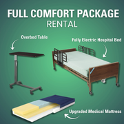 Hospital Bed, Upgraded Mattress, and Overbed Table Rental - Full Comfort Package