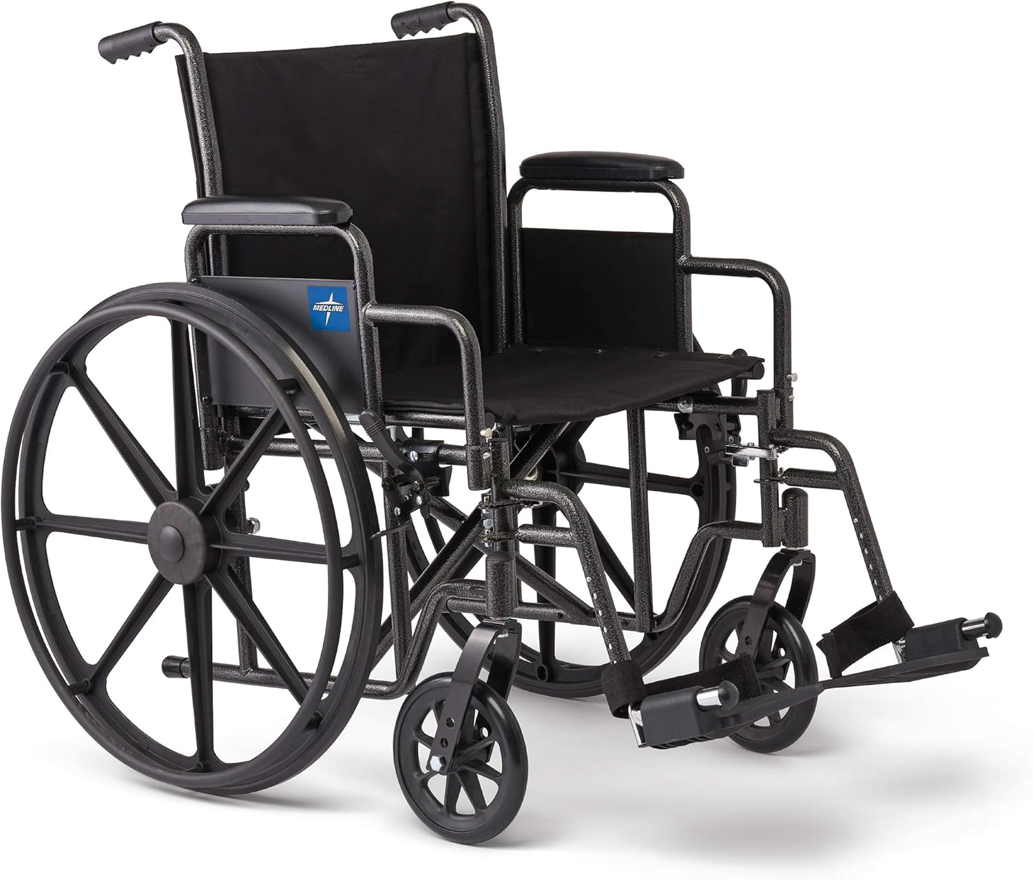 Medline Durable Steel Wheelchair with Flip-Back Desk-Length Arms